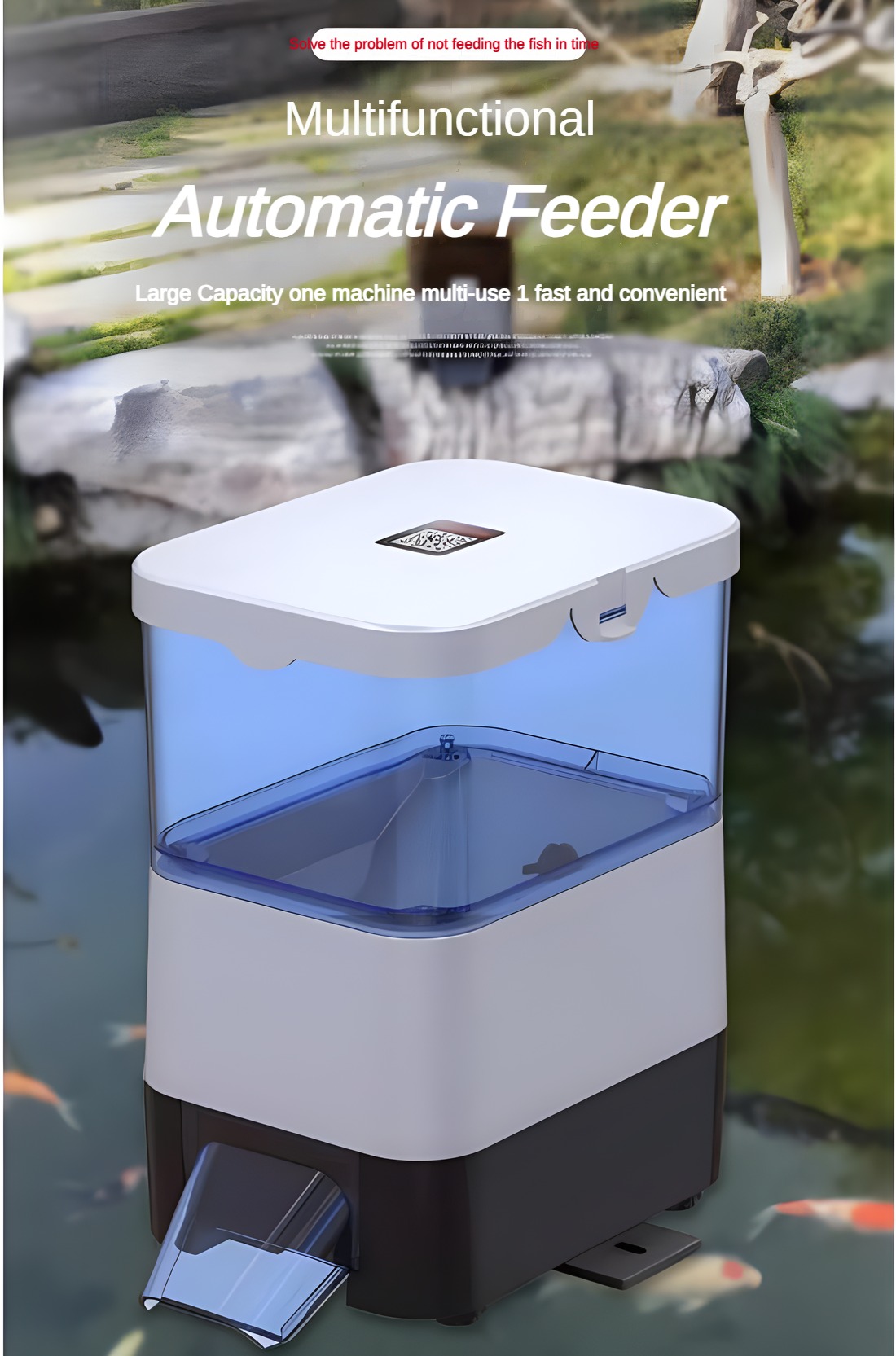 Aquarium Fish Auto Feeder - EVNICE Solar Otomatik Balık Besleyici Akıllı