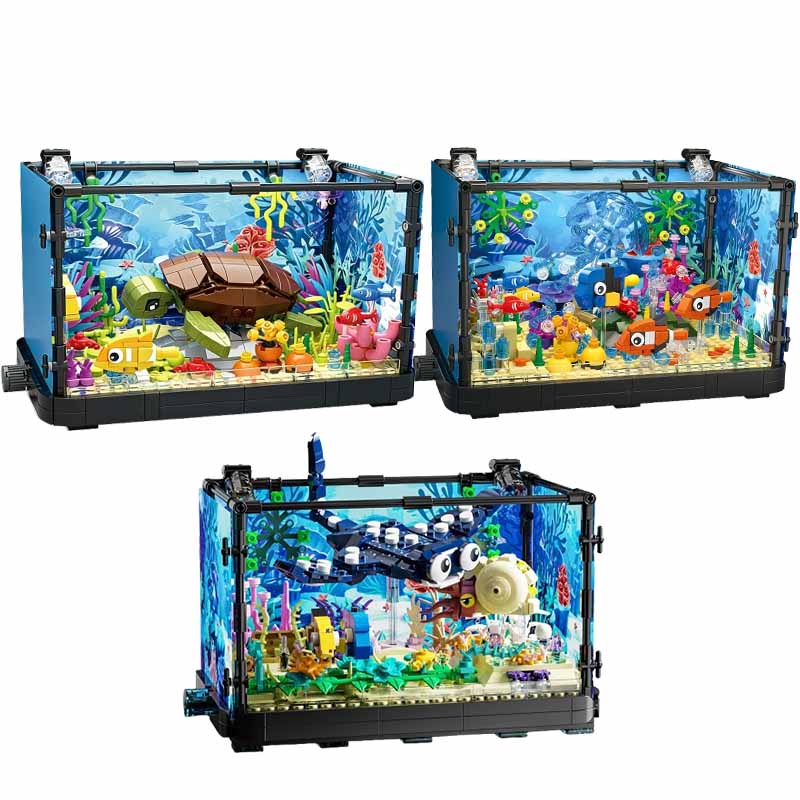 Aquarium Fish Farm - Işıklı Balık Tankı Yapım Blokları Seti,