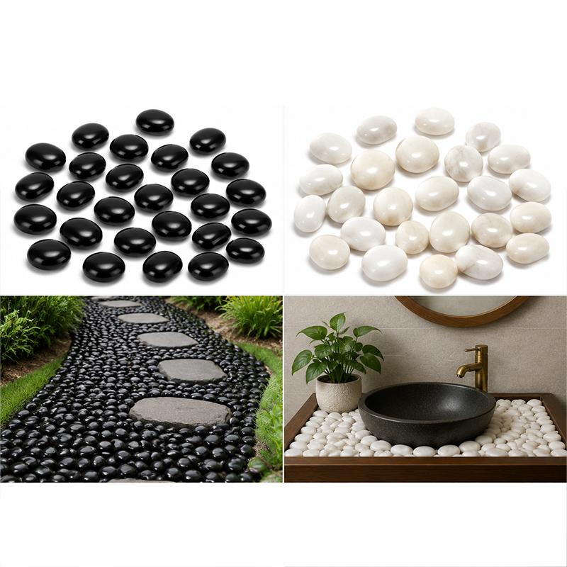 Beyaz ve Siyah Cilalı Nehir Ta - Aquarium Decoration Rock incelemesi ve fiyatı